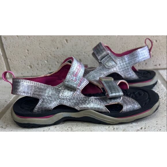 Timberland Sandals 30772M Toddler's 2 Strap Silver Pink Leather Vintage Sz 3 - Picture 8 of 14